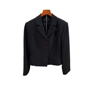 Vtg Louben Petite Black Cropped Blazer Jacket Sz 6P Made in Canada Dark Acadmia